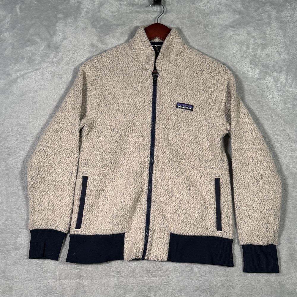 Patagonia Jacket Womens XS Beige Woolyester Fleece Bomber Full Zip Oat Outdoor